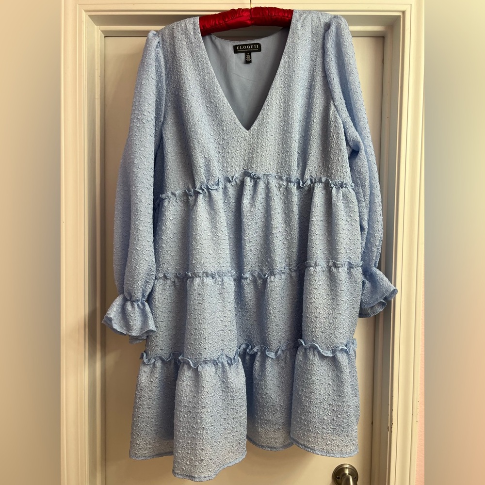 ELOQUII | PALE BLUE EMPIRE WAIST MINI DRESS | NWT | SZ: 18